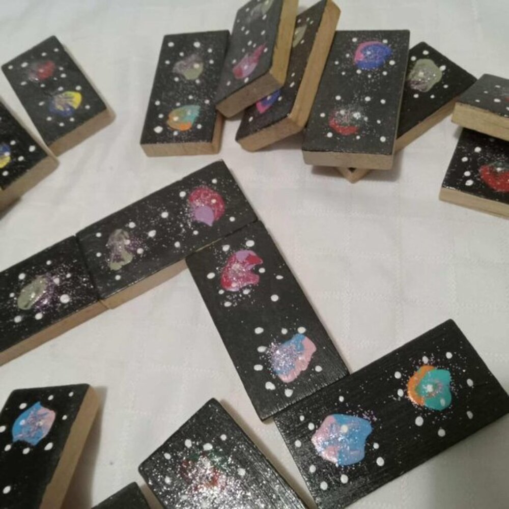 Set of handmade artistic Cosmos dominoes - Picture 4 of 11